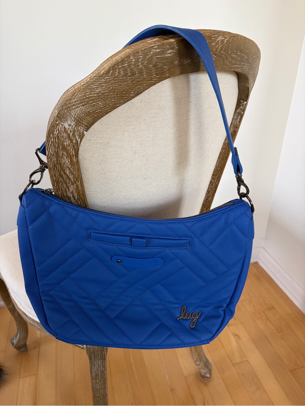lug Quilted Shoulder Bag in Vibrant Saphire Blue